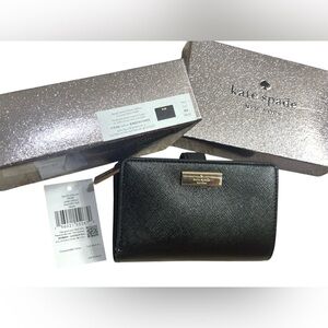 Kate Spade Patent Saffiano Leather Wallet Black NWT